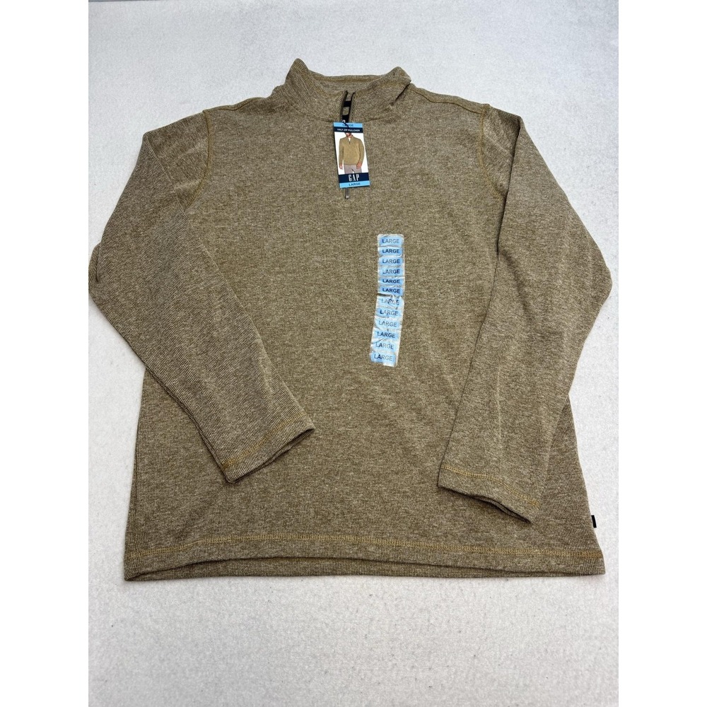 Gap Sweater Mens Large Brown Cotton Polyester 1/4 Zip Mock Neck Knit Pullover